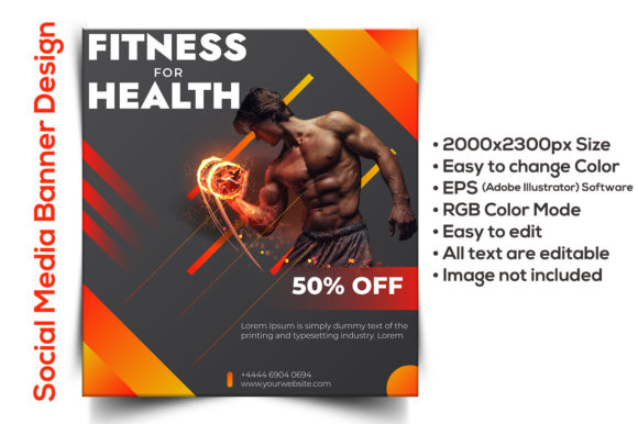 Social Media Gym Banner Template Graphic