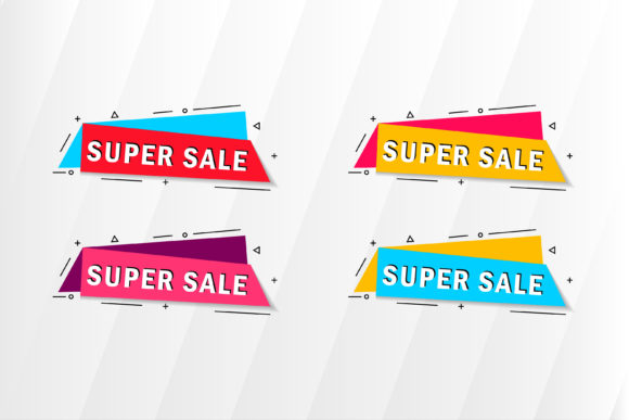 Super Sale Banner Element Flat Design Guide
