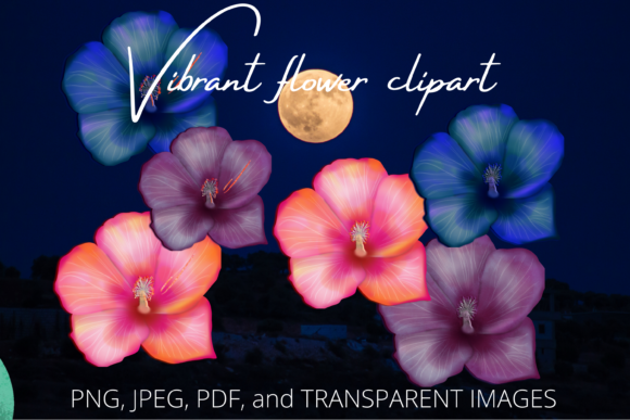Vibrant Flowers with Glitter: Pink, Blue & Purple